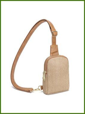 Faux Straw Crossbody Bag Lightweight Summer Beach Sling Purse